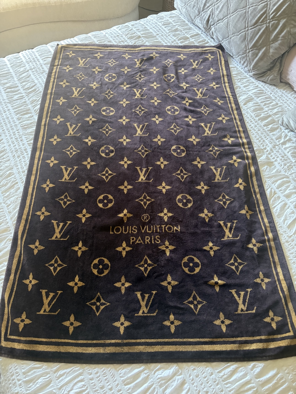 Louis Vuitton Brown & Gold Monogram Beach Towel